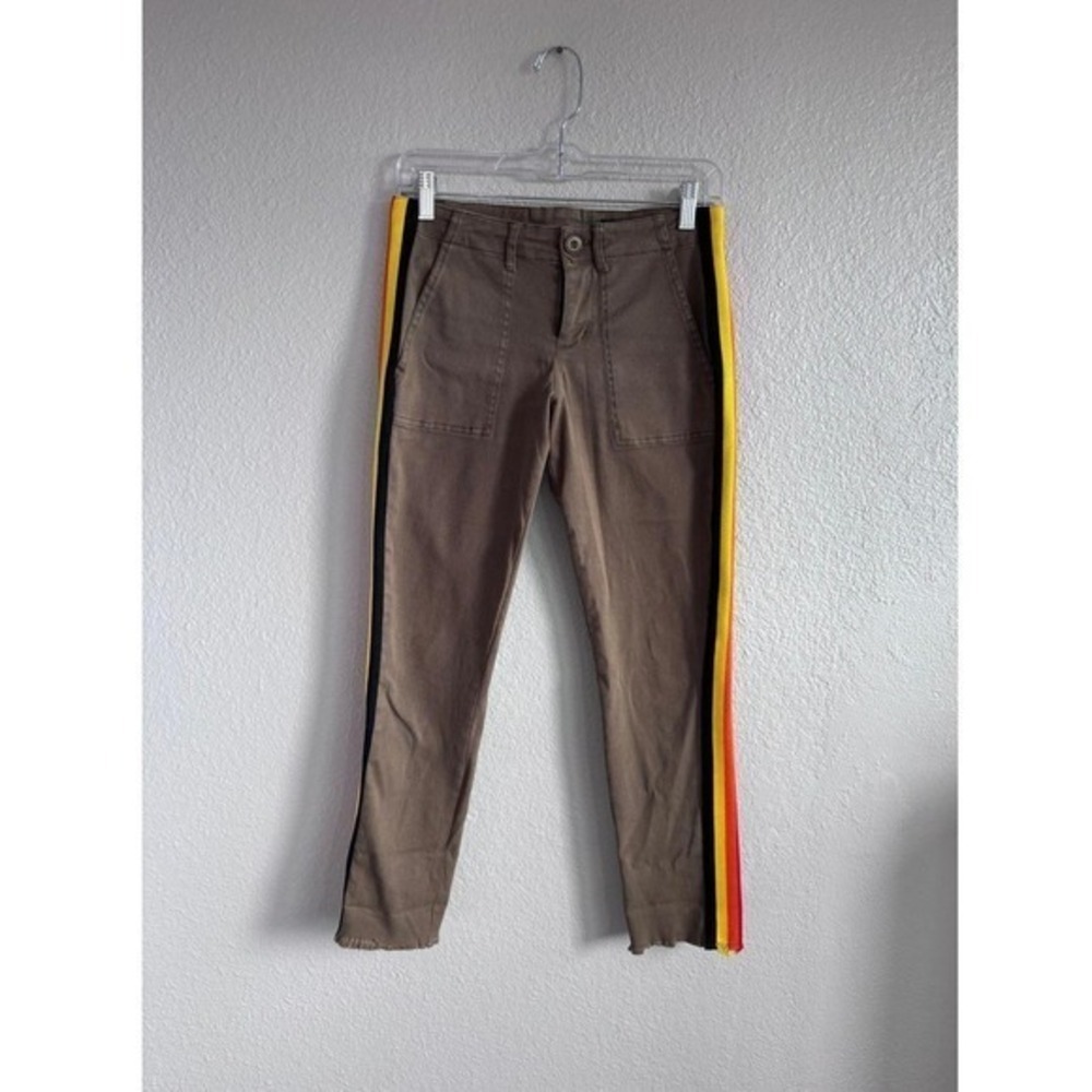 Pam & Gela Olive Uniform Side Stripe Crop Lace Up Back Utility Pants 25 - Picture 7 of 8
